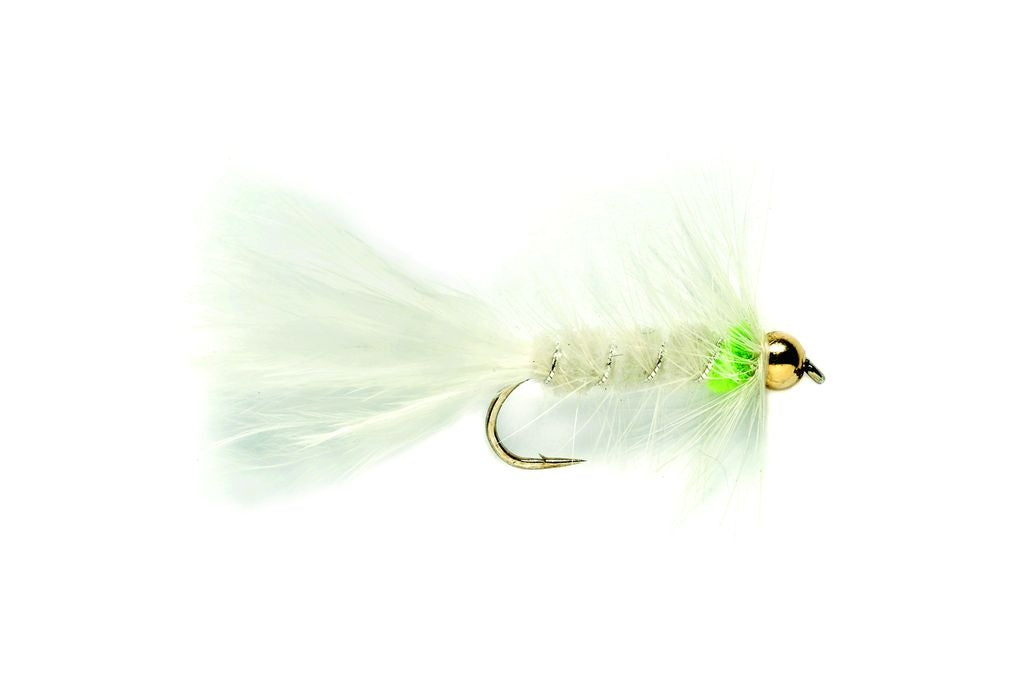 WOOLLY BUGGER WHITE & GREEN (GOLD NUGGET)
