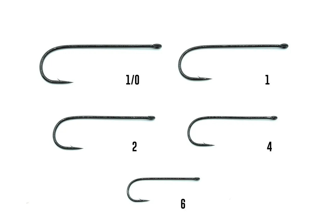 Umpqua X-Series XT350 – Größenübersicht 1/0, 1, 2, 4 und 6, Black Nickel mit geradem Öhr