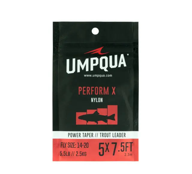 Umpqua Perform X Power Taper Vorfach – 9 ft, 1 Stück – beispielhafte Herstellerverpackung, Längenhinweis in der Beschreibung beachten