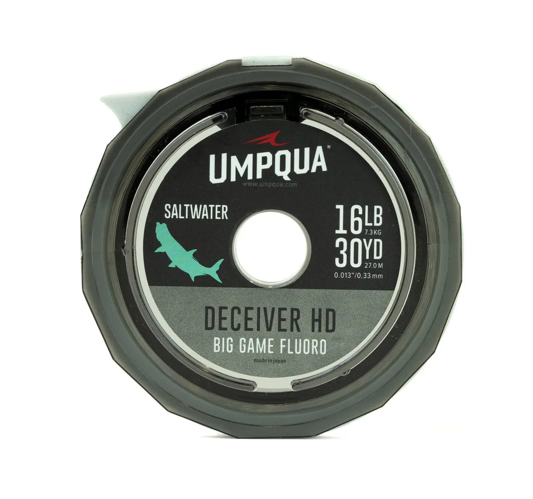 Umpqua Deceiver HD Big Game Fluorocarbon-Tippet – 25–30 yd – beispielhafte Herstellerverpackung, Längenhinweis in der Beschreibung beachten