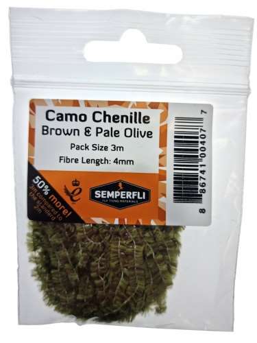 Camo Chenille 4mm Small Brown & Pale Olive