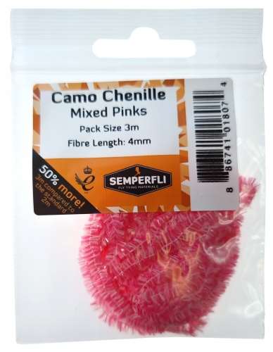 Camo Chenille 8mm Medium Mixed Pinks