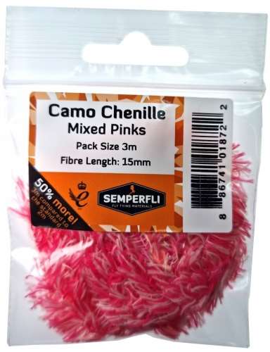 Camo Chenille 15mm Large Mixed Pinks