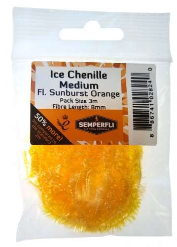 Ice Chenille 12mm Large Fl Sunburst Orange