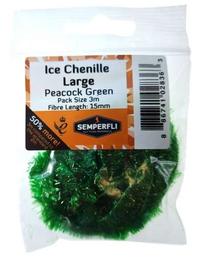 Ice Chenille 15mm Large Peacock Green