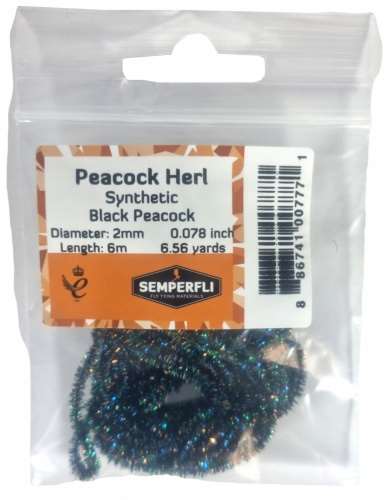 Synthetic Peacock Herl 2mm Extra Small Black Peacock