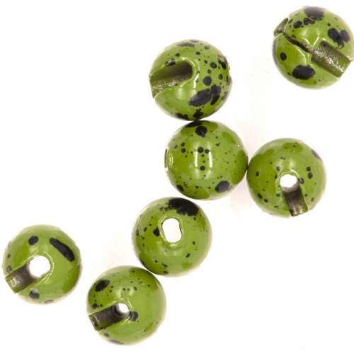 Tungsten Slotted Beads 2.8mm (7/64 inch) Mottled Olive