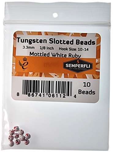 Tungsten Slotted Beads 3.3mm (1/8 inch) Mottled White Ruby
