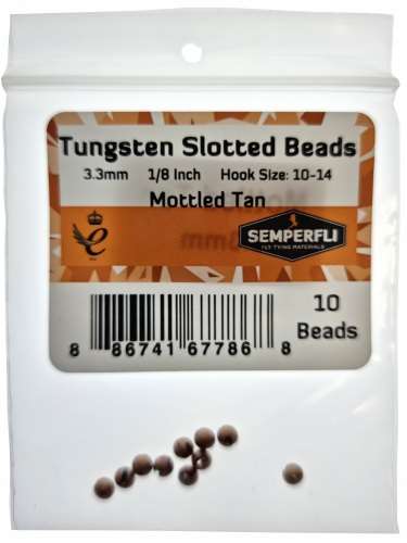 Tungsten Slotted Beads 3.3mm (1/8 inch) Mottled Tan