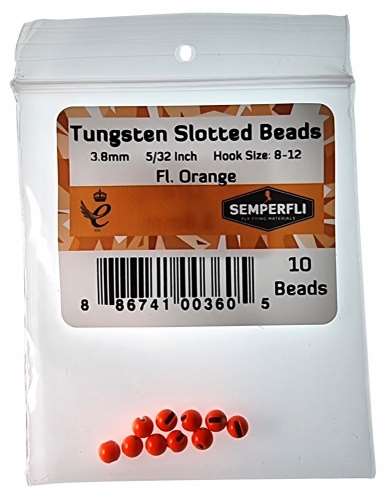 Tungsten Slotted Beads 3.8mm (5/32 inch) Fl Orange