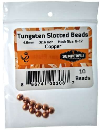 Tungsten Slotted Beads 4.6mm (3/16 inch) Copper