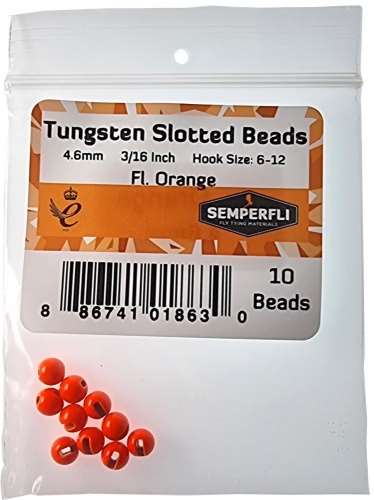 Tungsten Slotted Beads 4.6mm (3/16 inch) Fl Orange