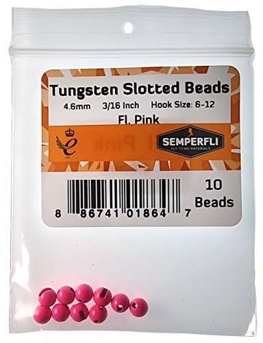 Tungsten Slotted Beads 4.6mm (3/16 inch) Fl Pink