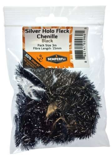 Silver Tinsel Fleck 15mm Large Black