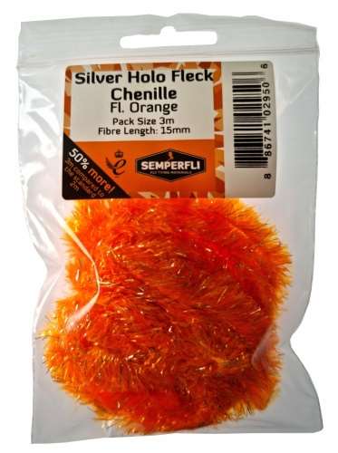 Silver Tinsel Fleck 15mm Large Fl Orange