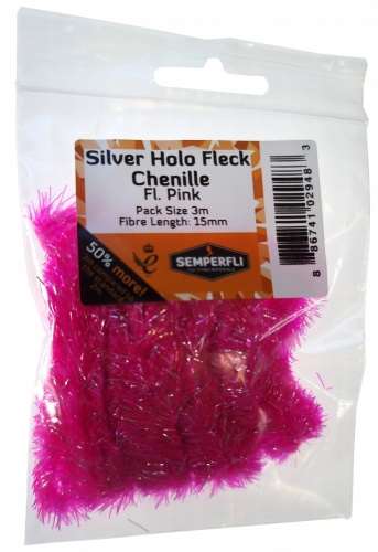 Silver Tinsel Fleck 15mm Large Fl Pink
