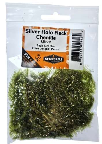 Silver Tinsel Fleck 15mm Large Olive