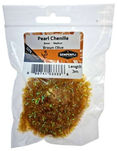 Pearl Chenille 8mm Medium Brown Olive