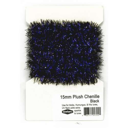15mm Plush Transluscent Chenille Black