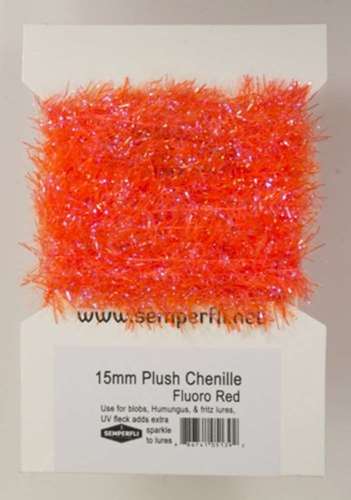 15mm Plush Transluscent Chenille Fluoro Red